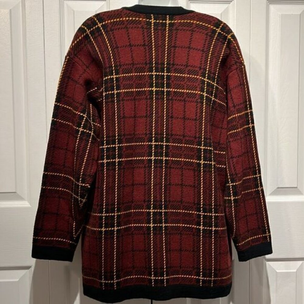 Jones New York Wool Blend Plaid Button Up Cardigan Size S fits S M - Picture 6 of 10